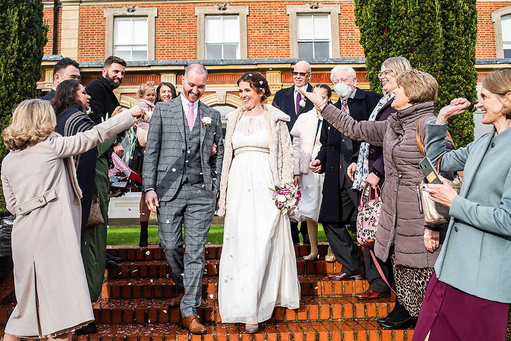 Confetti at the Old Palace Registry office in Bromley - Bromley Court Hotel Wedding photographer 