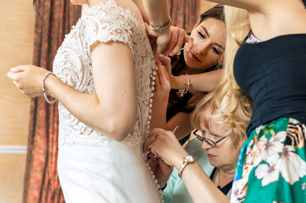 Bride getting ready at the Bromley Court Hotel 
