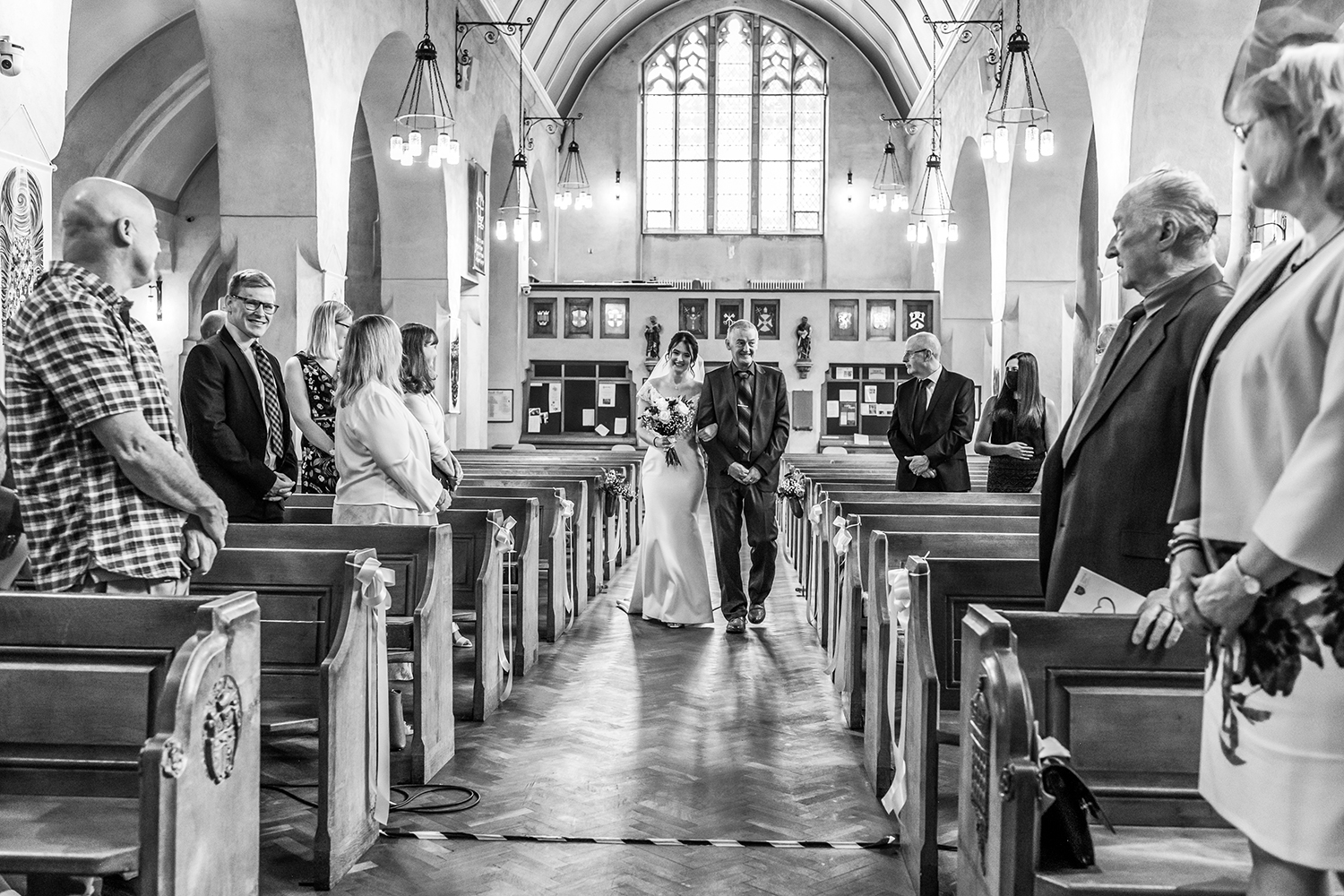 bride and father of the bride at the st peter and st paul church in bromley by piccolino weddings 