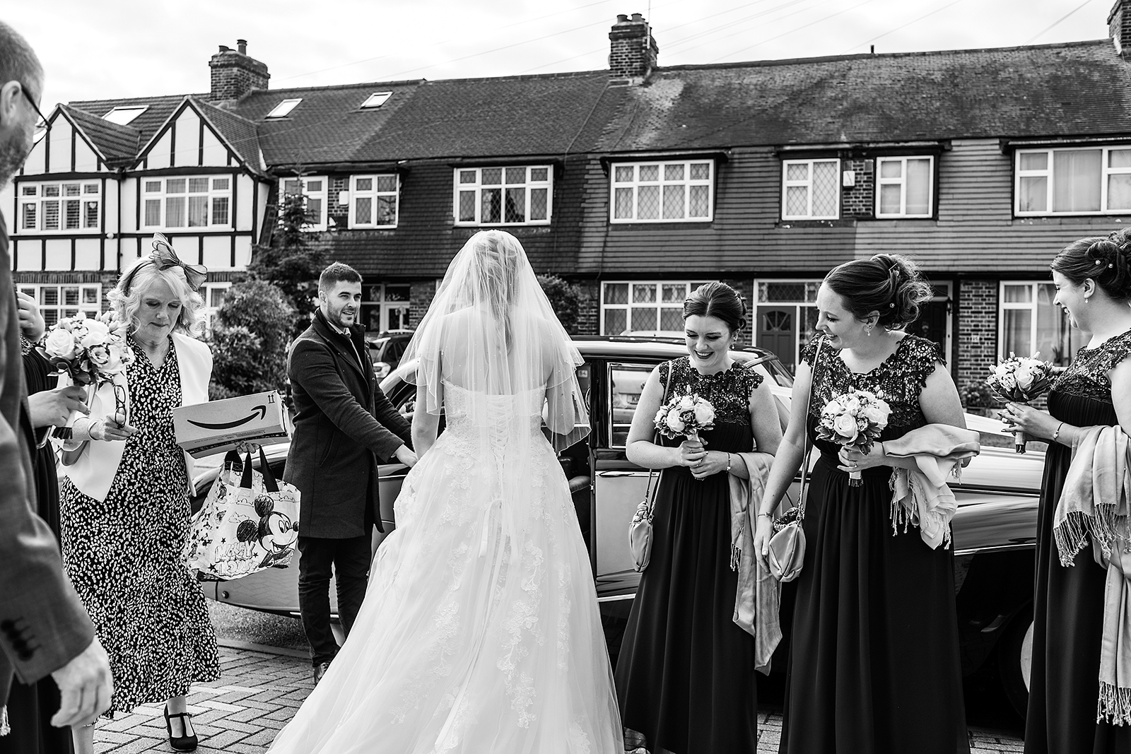 Bride in Beckenham going to the ceremony by Beckenham Wedding photographer