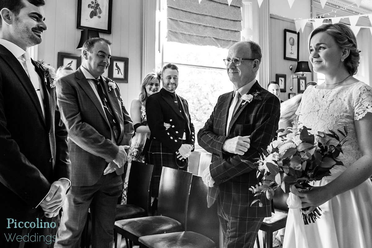 Bride and father of the bride entering the ceremony room at th Rosendale