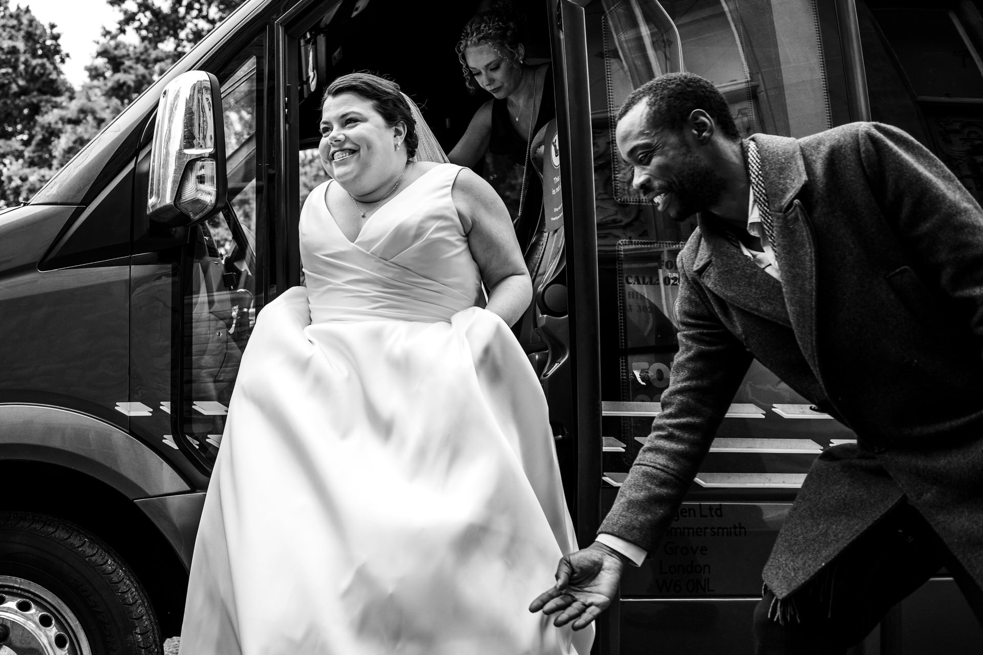Bride and bridesmaids arrival at Kingswood Art in London