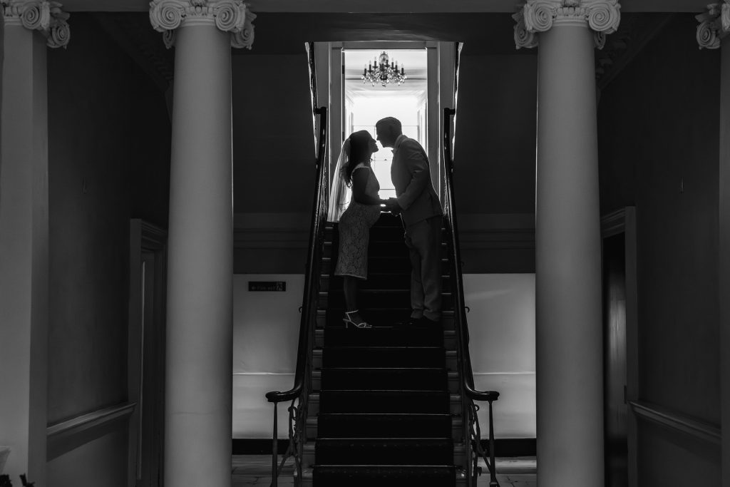 indoor portrait silhouette at Morden Park House Registry Office  