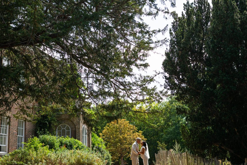 Portrait of the couple at Morden Park House Garden 