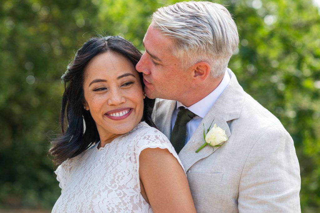 close up couple portrait at Morden Park